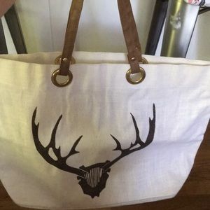 Mudpie Tan Stag Horn Jute Bag